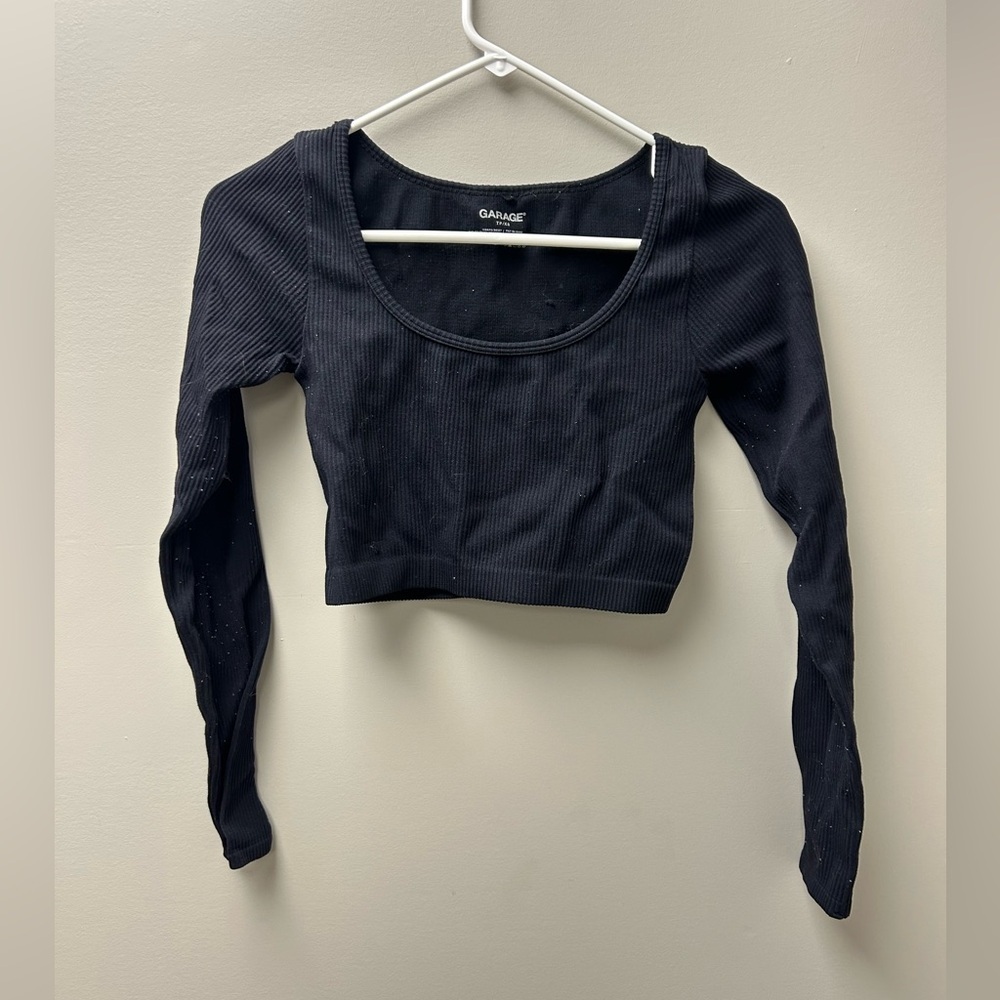 Garage Women’s Black Ribbed Cropped Long Sleeve